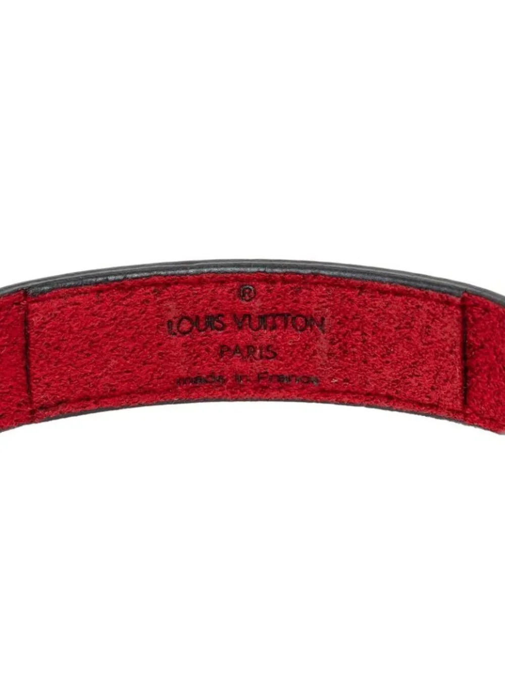 Louis Vuitton Monogram Voeu Good Luck Bracelet Bangle Black Noir Leather Metal